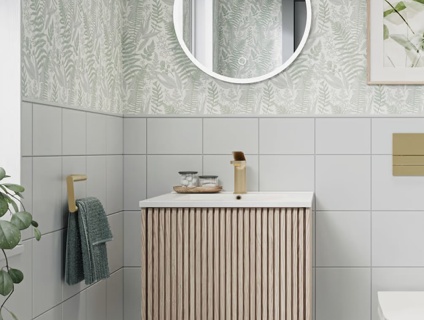 Crosswater Limit 500mm Modern Oak Wall-Hung Vanity Unit & Basin - Lifestyle Image